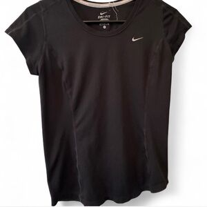 Womens Nike Dri-FIT Tempo Running Black Shirt Swoosh Size Small Active Stretch